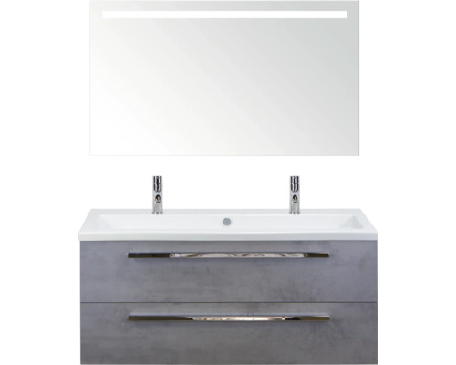 SANOX Badkamermeubelset Seville 121x170x45,5 cm wastafel incl. spiegel met verlichting beton antraciet