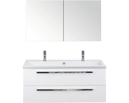 SANOX Badkamermeubelset Seville 121x170x45,5 cm wastafel incl. spiegelkast wit hoogglans
