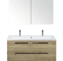 Wastafelmeubel met twee laden, wastafel en spiegelkast voor de badkamer