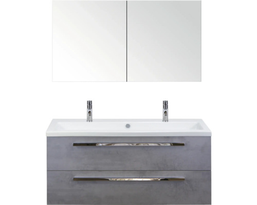 SANOX Badkamermeubelset Seville met spiegelkast en wastafel 121 cm beton antraciet SANOX Badkamermeubelset Seville met spiegelkast en wastafel 121 cm beton antraciet