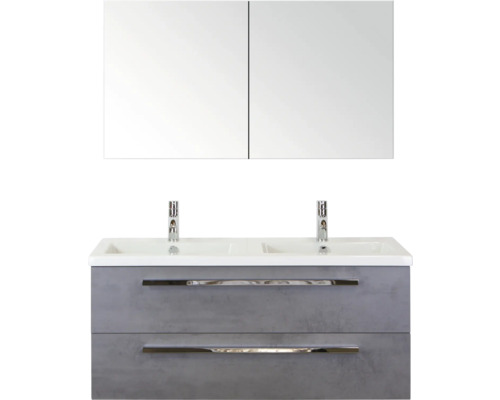 SANOX Badkamermeubelset Seville met spiegelkast en wastafel 121 cm beton antraciet SANOX Badkamermeubelset Seville met spiegelkast en wastafel 121 cm beton antraciet