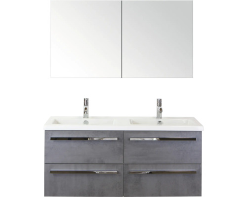 SANOX Badkamermeubelset Seville met spiegelkast en wastafel 121 cm beton antraciet SANOX Badkamermeubelset Seville met spiegelkast en wastafel 121 cm beton antraciet