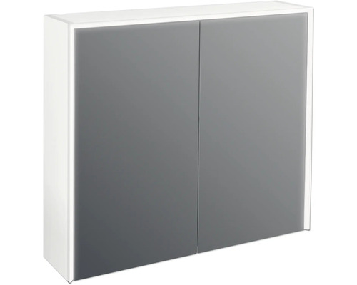 JUNGBORN Spiegelkast 2-deurs met LED verlichting Quattro/Sedici/Nove 80x70x20 cm wit mat