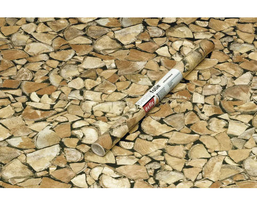 Rol designfolie met houtstapelmotief