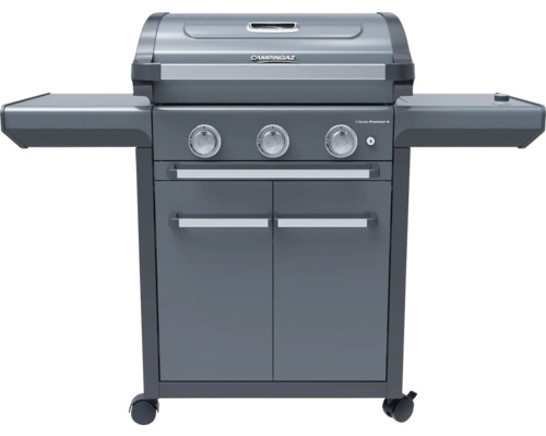 CampinGaz barbecue met drie branders, bijzettafels en onderkast