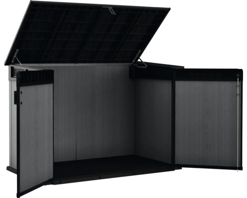 Geopende kunststof opbergbox