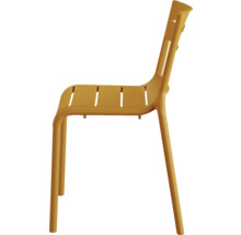 Kunststof stoel met rugleuning en smalle zitting