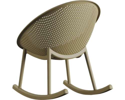 Schommelstoel met ronde rugleuning en gaatjespatroon