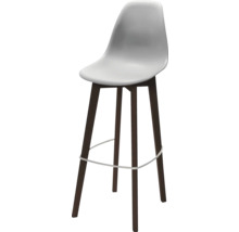 Barkruk met houten poten en voetensteun