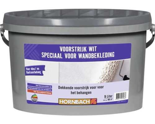 HORNBACH Behangvoorstrijk voor vliesbehang wit 5 l Emmer met witte primer speciaal voor wandbekleding, vijf liter