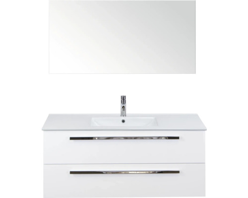 SANOX Badkamermeubelset Seville met spiegel en wastafel 121 cm wit hoogglans Wastafel met onderkast en spiegel voor de badkamer
