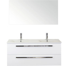 Dubbele wastafel met spiegel voor de badkamer