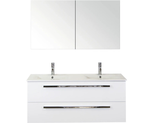 SANOX Badkamermeubelset Seville met spiegelkast en wastafel 121 cm wit hoogglans SANOX Badkamermeubelset Seville met spiegelkast en wastafel 121 cm wit hoogglans