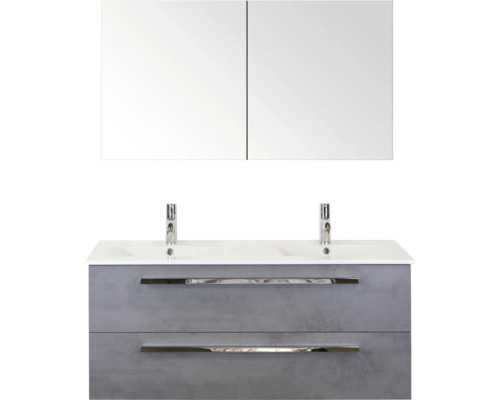 SANOX Badkamermeubelset Seville met spiegelkast en wastafel 121 cm beton antraciet SANOX Badkamermeubelset Seville met spiegelkast en wastafel 121 cm beton antraciet