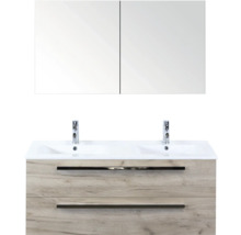 Dubbele wastafel met spiegelkast voor de badkamer