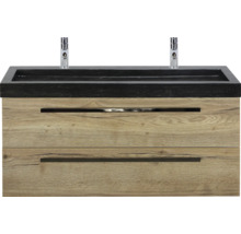 SANOX Badkamermeubelset Seville met wastafel 121 cm natuur eiken