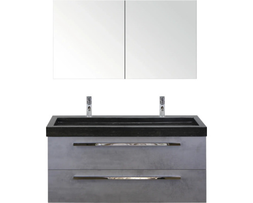 SANOX Badkamermeubelset Seville met spiegelkast en wastafel 121 cm beton antraciet SANOX Badkamermeubelset Seville met spiegelkast en wastafel 121 cm beton antraciet