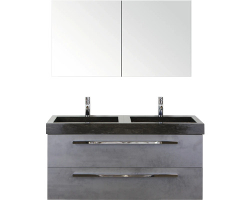 SANOX Badkamermeubelset Seville met spiegelkast en wastafel 121 cm beton antraciet SANOX Badkamermeubelset Seville met spiegelkast en wastafel 121 cm beton antraciet