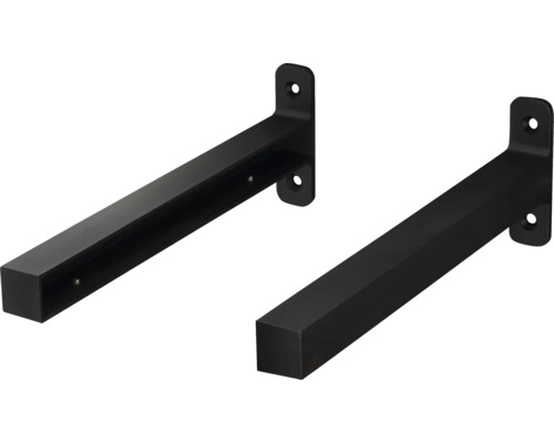 DURALINE Plankdrager modern 23,8x8x2,2 cm zwart, 2 stuks Twee zwarte plankdragers met bevestigingsgaten