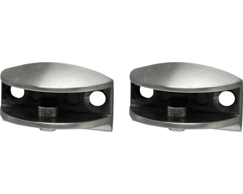 DURALINE Plankdrager Clip glas rond, 2 stuks Twee glashouders van metaal