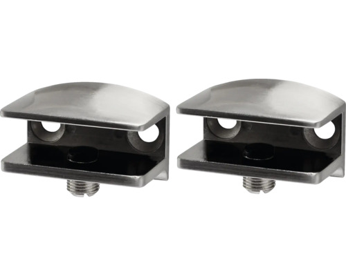 DURALINE Plankdrager Clip glas vierkant, 2 stuks Twee glashouders van metaal