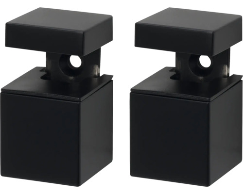 DURALINE Plankdrager Clip kubus mini zwart, 2 stuks Twee zwarte glashouders
