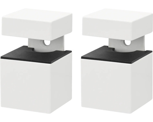 DURALINE Plankdrager Clip kubus wit, 2 stuks Twee witte glashouders voor het bevestigen van glazen planken