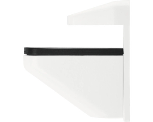 Wandplank in wit met zwarte bekleding van de zijkant