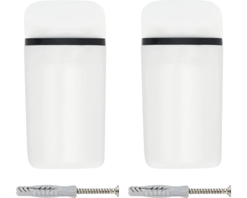 Twee rolhouders met bevestigingsmateriaal voor wandmontage