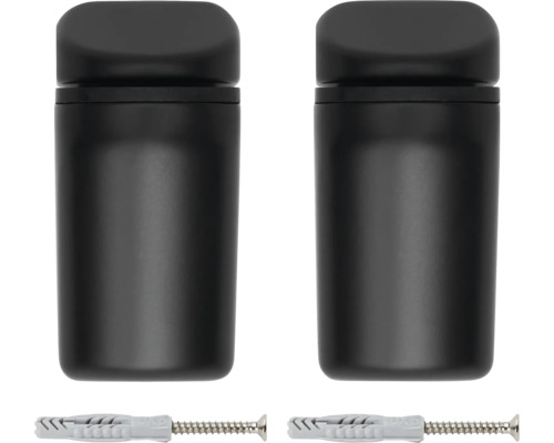 Twee zwarte toiletpapierhouders voor wandmontage met pluggen en schroeven