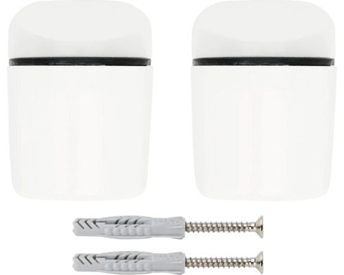 Twee deur stoppers met bevestigingsmateriaal