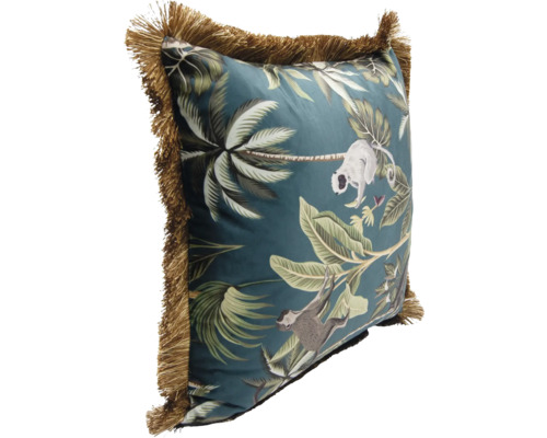 Decoratief kussen met jungle motief en franjes