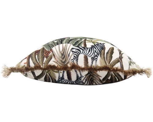 Decoratief kussen met jungleprint, zebra en franjes