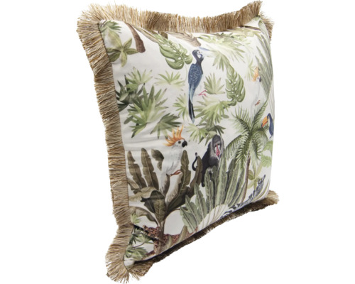 Decoratief kussen met jungle motief en franjes