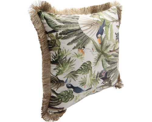 Decoratief kussen met jungle motieven en franjes