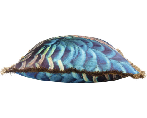 Decoratief kussen met verenmotief en franjes