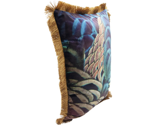 Decoratief kussen met verenmotief en franjes