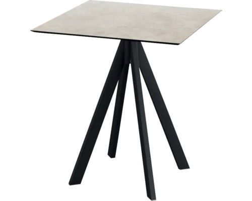 VEBA Tuintafel Moonstone Infinity zwart 70 cm Vierkante tafel met blad en metalen voet