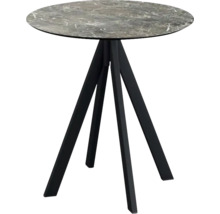 Ronde tafel met marmeren blad en metalen onderstel