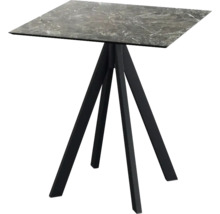 Vierkante tafel met marmeren blad en zwart metalen frame