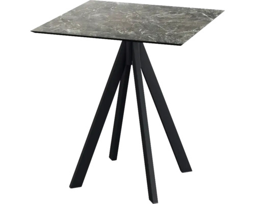 VEBA Tuintafel Galaxy Infinity marmer zwart 70 cm Vierkante tafel met marmeren blad en zwart metalen frame
