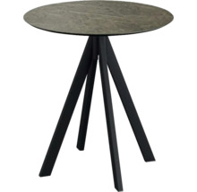 Ronde bijzettafel met marmeren blad en metalen poten