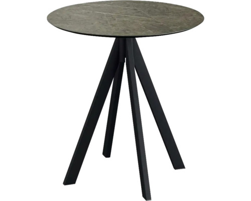 VEBA Tuintafel Midnight Infinity marmer zwart Ø 70 cm Ronde bijzettafel met marmeren blad en metalen poten