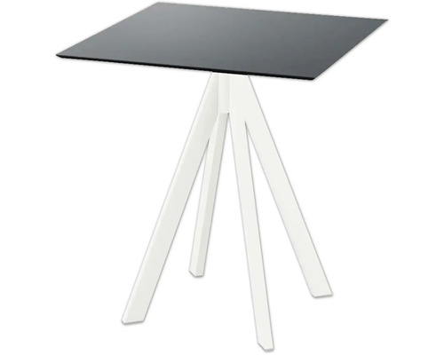 VEBA Tuintafel Infinity wit 70 cm Vierkante tafel met houten onderstel
