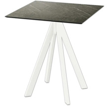 Vierkante bartafel met marmeren blad en wit onderstel