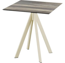 Vierkante bijzettafel met houten decorblad en metalen frame