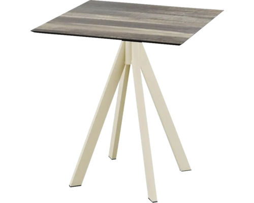 Vierkante bijzettafel met houten decorblad en metalen frame