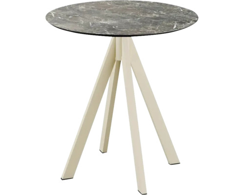 Ronde tafel met marmeren blad en driepoot onderstel
