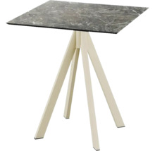 Vierkante tafel met marmeren blad en metalen poten