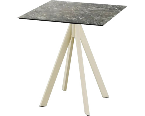 Vierkante tafel met marmeren blad en metalen poten